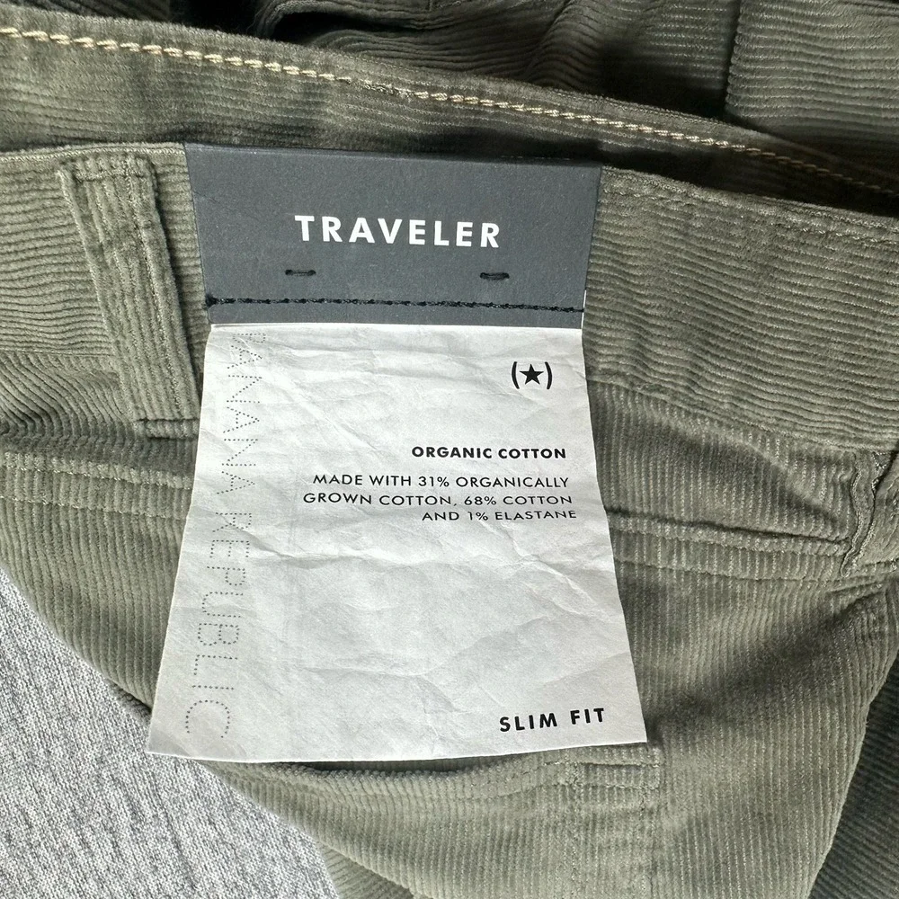 Banana Republic Pants Mens Size 42x34 Green Traveler Slim Corduroy Mid Rise